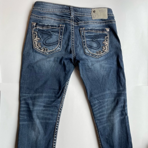 Blue distressed Silver western glove jeans size W27, capri length - Picture 2 of 6